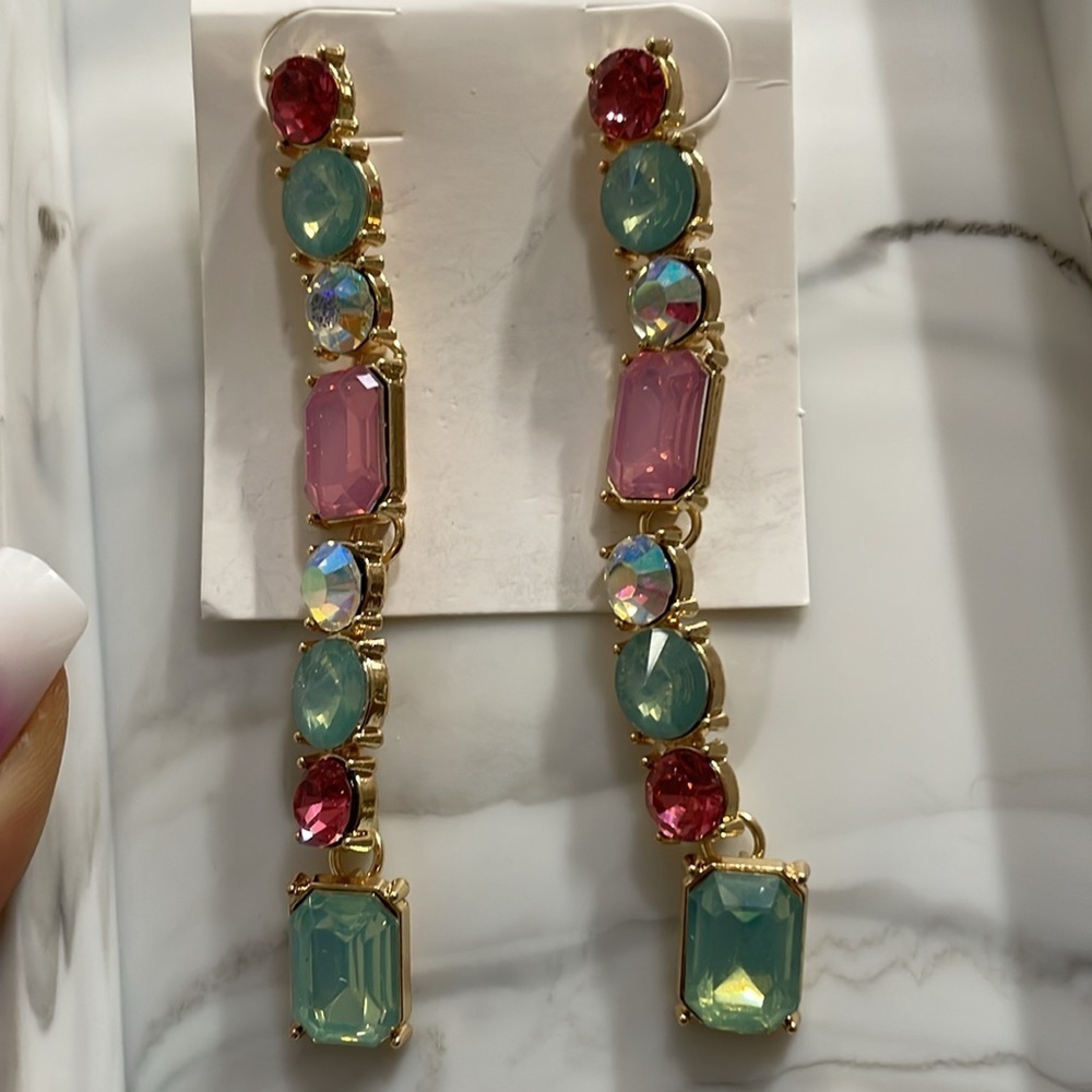 Multicolored Crystal Dangle Earrings - image 7